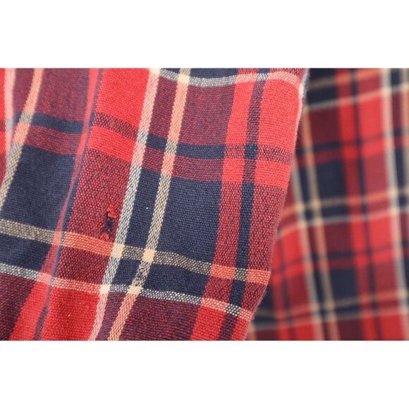 Vintage Abercrombie & Fitch Mens XXL Red & Navy Authentic Chamois Plaid Shirt - Picture 9 of 13